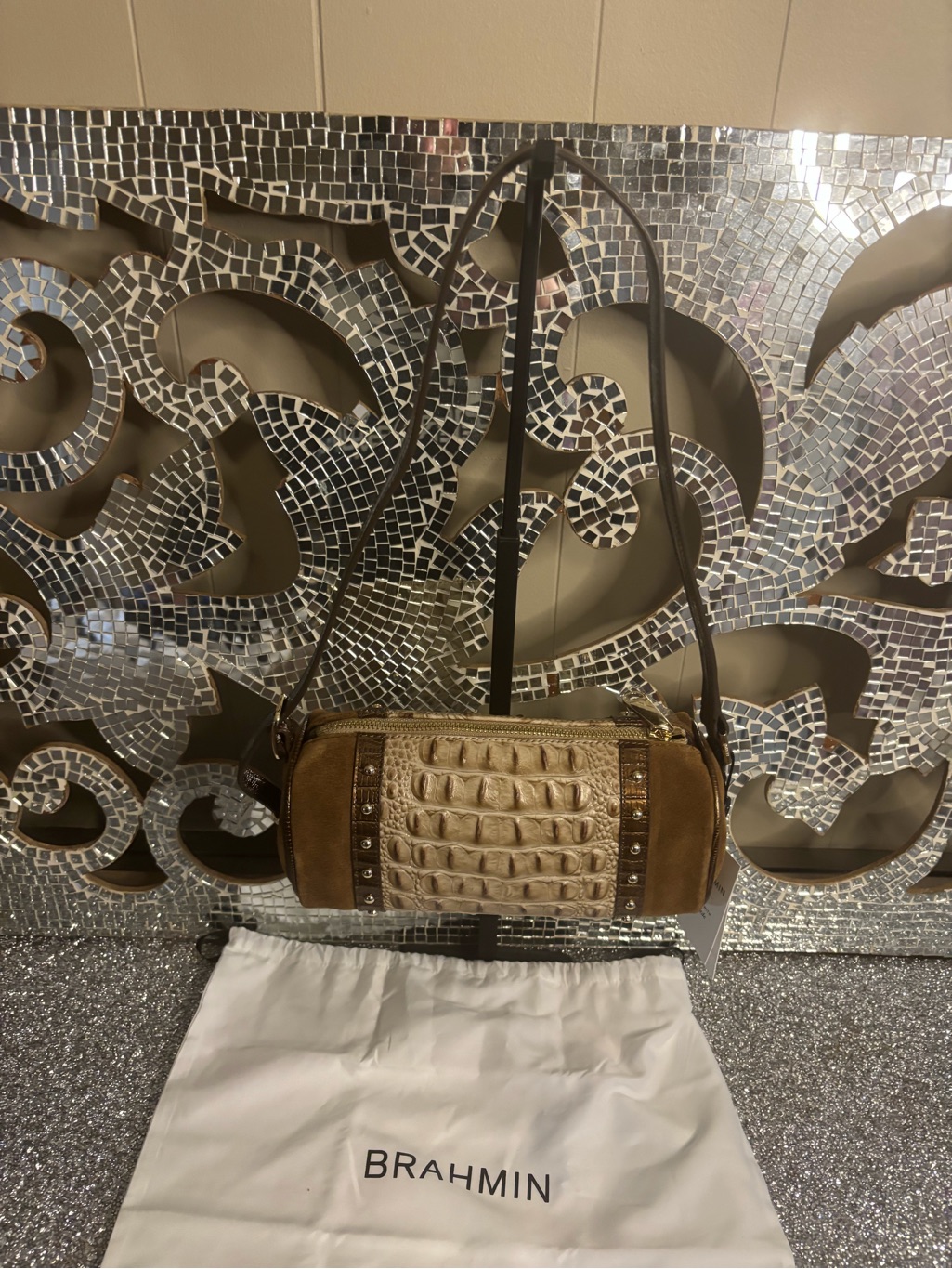 Brahmin Billie Taupe Ensemble Leather Handbag